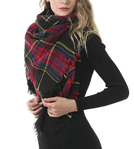Bufanda de invierno clásica con borlas