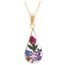 14k Gold Over Sterling Silver Multi Pressed Flower Teardrop Pendant Necklace, 16