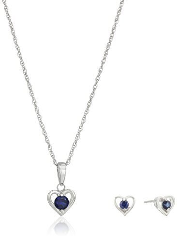 Set de joyería de plata de ley petite de las niñas birthstone 2,5 mm corazón abierto