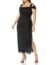 Alex Evenings Women's Plus Size Long Cold Shoulder Dress with Ruched Skirt, Embellished Navy, 16W