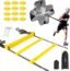 Speed Agility Training Set, Includes 1 Agility Ladder, 4 Steel Stakes, 1 Sports Headband,1 Jump Rope, 10 Disc Cones and Gym Carry Bag - Speed Training Equipment for Soccer Football Basketball (Blue)