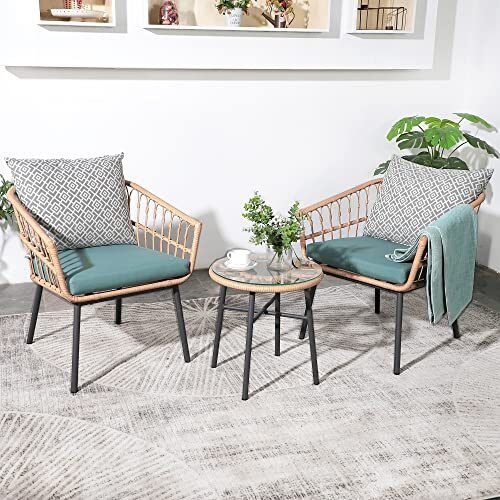 Yangming Juego de 3 piezas de muebles de patio para conversación