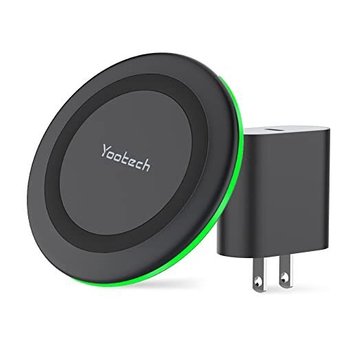 yootech Cargador inalámbrico, almohadilla de carga inalámbrica máxima de 10 W con adaptador rápido