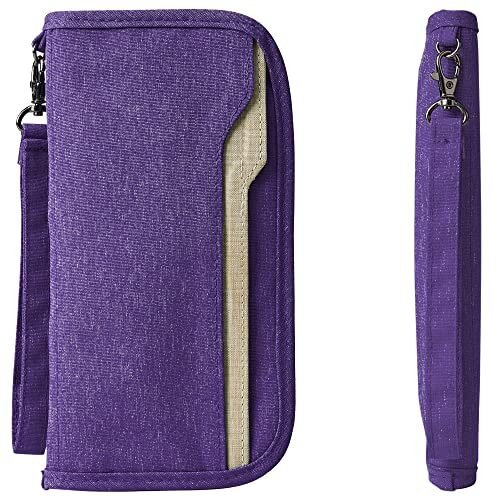 Zoppen Cartera de viaje RFID y organizador de documentos con cremallera